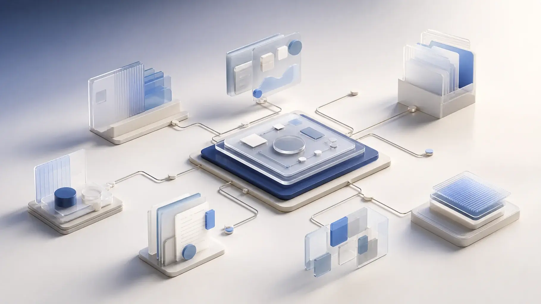 Connected business workflows in a custom software system